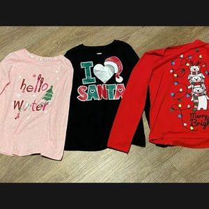Lot of 3 girls Christmas Shirts